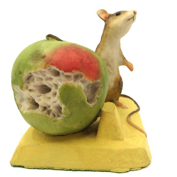 Coalport Fine Art Figurines Mouse with Apple on Cheese Hand Painted England Rare - Picture 7 of 10